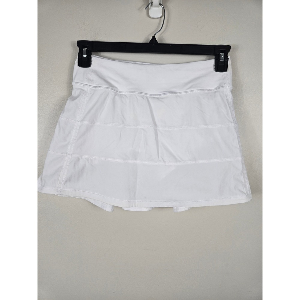 Lululemon Pace Rival Skirt Tall White W8A85T Tennis Skort Size 4